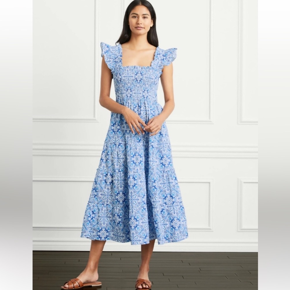 Hill House Ellie Nap Dress Blue Mosaic Midi Dress